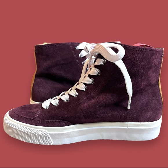 🎉HOST PICK🎉NWB Rag & Bone RB Lace Up Hight Top Sneakers in Merlot 🍷Size 7.5 - Picture 6 of 14